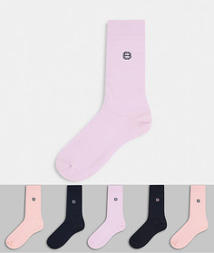 Набор из 5 пар розовых носков Burton Menswear-Розовый цвет