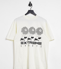 Светло-бежевая футболка с принтом COLLUSION Unisex-Белый