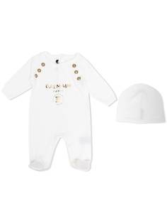 Balmain Kids комплект из боди с логотипом и шапки