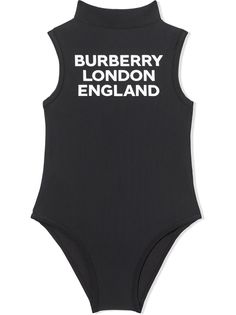 Burberry Kids купальник с высоким воротником и логотипом