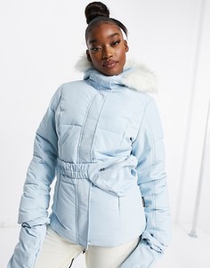 Голубая лыжная куртка с варежками и поясной сумкой в тон Missguided-Голубой