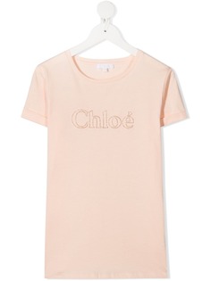 Chloé Kids футболка с вышитым логотипом