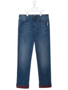 Moschino Kids прямые джинсы с эффектом потертости