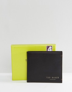 Кожаный складной бумажник с отделением для монет Ted Baker Harvys-Коричневый