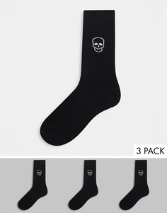 Набор из трех пар носков с черепами Bolongaro Trevor-Черный цвет