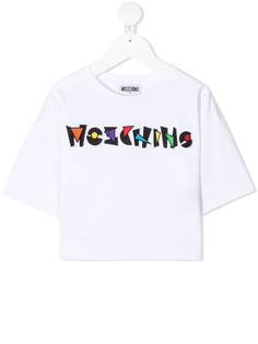 Moschino Kids футболка с вышитым логотипом