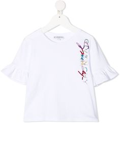 Givenchy Kids рубашка с вышивкой и оборками