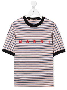 Marni Kids полосатая футболка с логотипом