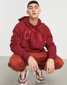 Oversized-худи бордового цвета с логотипом на груди ASOS Actual-Красный