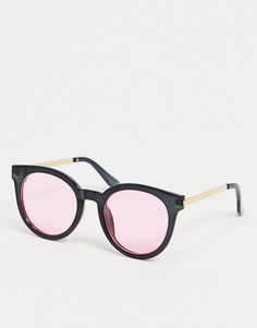 Круглые солнцезащитные очки черного цвета с розовыми стеклами AJ Morgan-Черный цвет