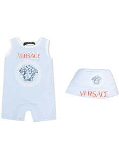 Versace Kids комплект из ромпера и шапки с логотипом