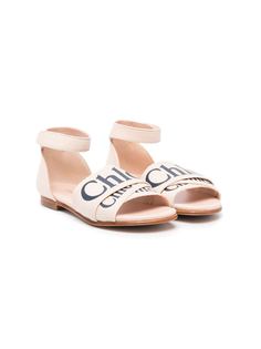 Chloé Kids сандалии с открытым носком и логотипом