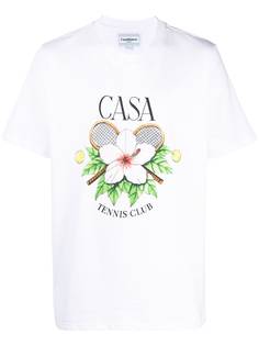Casablanca футболка с логотипом и цветочным принтом