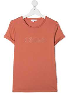 Chloé Kids футболка с вышитым логотипом