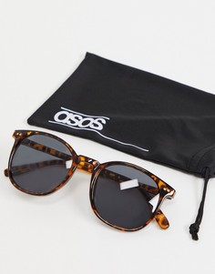 Квадратные солнцезащитные очки с оправой черепаховой расцветки и дымчатыми стеклами ASOS DESIGN-Коричневый цвет