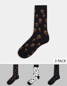 Набор из трех пар носков со сплошным принтом черепов Bolongaro Trevor-Многоцветный