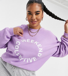 Сиреневый oversized-свитшот с логотипом от комплекта ASOS Weekend Collective Curve-Фиолетовый цвет