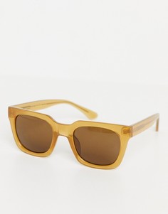 Солнцезащитные очки унисекс в стиле 70-х в светло-коричневой квадратной оправе A.Kjaerbede Nancy-Коричневый цвет