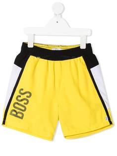 BOSS Kidswear плавки-шорты в стиле колор-блок с логотипом