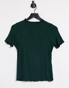 Зеленая футболка с волнистыми краями Object Sancha-Зеленый цвет