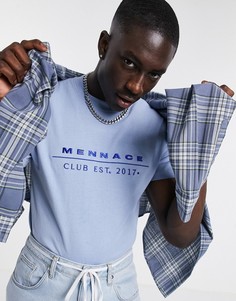 Голубая футболка с надписью "Club Est" Mennace-Голубой