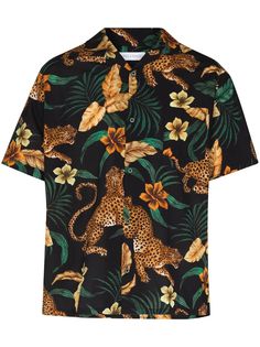Desmond & Dempsey jungle print pajama shirt