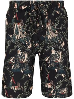 Desmond & Dempsey samurai print pajama shorts