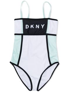 Dkny Kids купальник в стиле колор-блок с логотипом