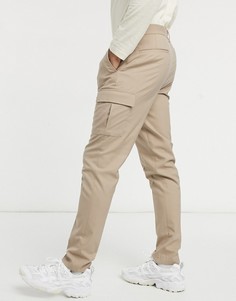 Зауженные строгие брюки с карманами карго ASOS DESIGN-Бежевый