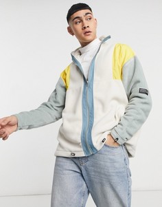 Белая флисовая oversized-куртка в стиле колор-блок ASOS Unrvlld Supply-Многоцветный