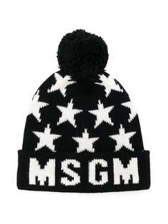 MSGM Kids вязаная шапка с принтом