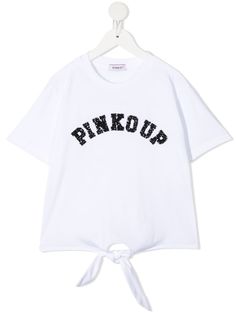 Pinko Kids футболка с логотипом и блестками