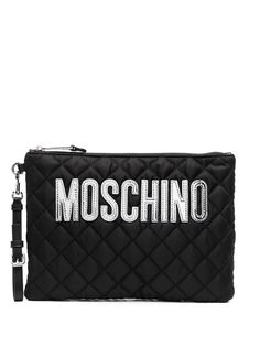 Moschino стеганый клатч с логотипом