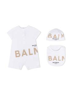 Balmain Kids комплект из ромпера и шапки с нагрудником