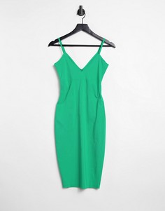 Облегающее платье миди на бретельках цвета зеленого нефрита Vesper-Зеленый