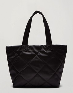 Большая стеганая сумка-тоут черного цвета Miss Selfridge-Черный цвет