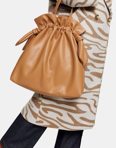 Светло-коричневая сумка-тоут со шнурками Topshop-Коричневый цвет