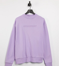 Фиолетовый oversized свитшот с тисненым логотипом COLLUSION Unisex-Фиолетовый цвет