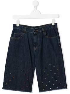 Nº21 Kids джинсовые шорты с кристаллами