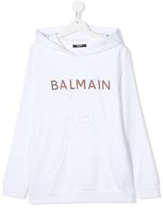 Balmain Kids худи с тисненым логотипом