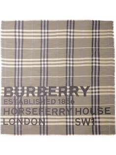 Burberry клетчатый шарф с принтом Horseferry