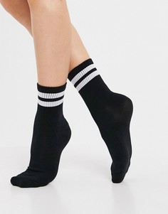 Черные носки с белым контрастными полосками Ego-Черный цвет