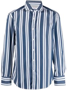 Brunello Cucinelli поплиновая рубашка с принтом
