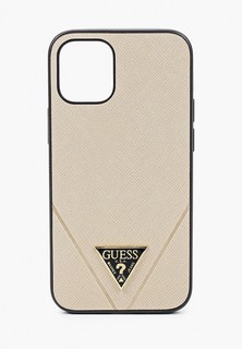 Чехол для iPhone Guess 12 mini (5.4), PU Saffiano Triangle metal logo Gold