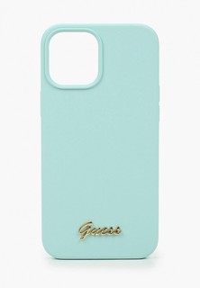 Чехол для телефона Guess 12 Pro Max (6.7), Liquid Silicone Gold metal Logo Light blue