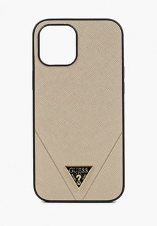 Чехол для iPhone Guess 12 Pro Max, Saffiano Triangle metal logo Gold