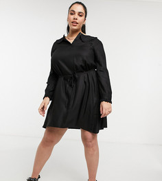 Черное платье мини с широким воротником Vero Moda Curve-Белый