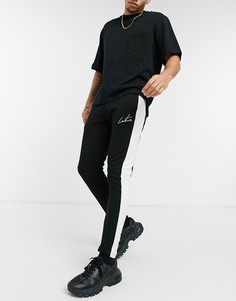 Черные узкие джоггеры со вставками The Couture Club-Черный цвет