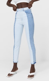 Stradivarius Двухцветные Джинсы Slim Светлый Деним 34