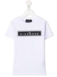 John Richmond Junior футболка с логотипом и заклепками